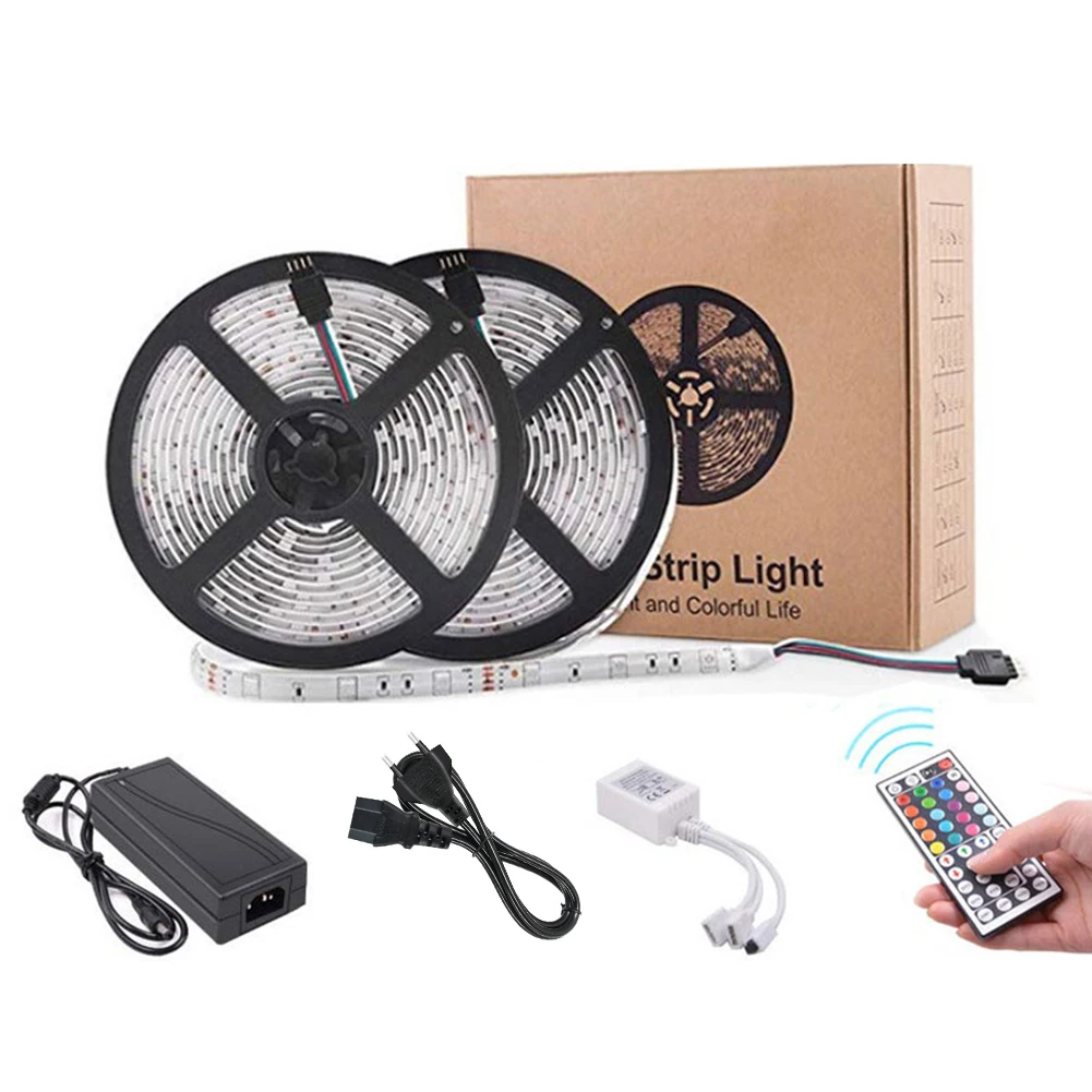 10m Bluetooth LED Strip Lights RGB 5050 SMD Flexible Ribbon 24 Key Remote Control TV Tape Lamp Waterproof LED Strip