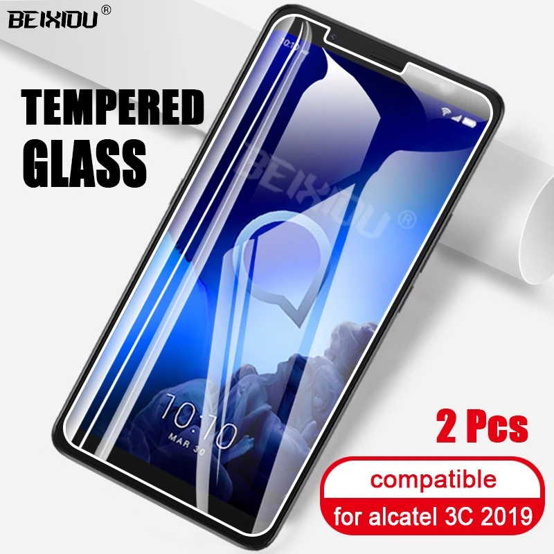 2 шт Полное закаленное стекло для alcatel 3C 2019 защита экрана 2.5D 9h защитная пленка |