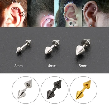 

3pcs 16G Cartilage Ear Stud Tragus Helix Bar 3-5mm cone Stainless Steel Barbell Daith Oreja Rivet Earing Piercing Body Jewelry