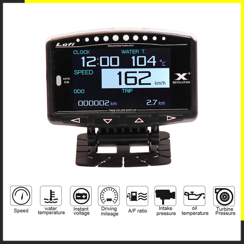 US $80.51 Lufi X1 English Version Obd2 Plug Digital Turbo Boost Oil Pressure Temperature Gauge For Car Afr Rpm Fuel Speed Ext Oil Meter