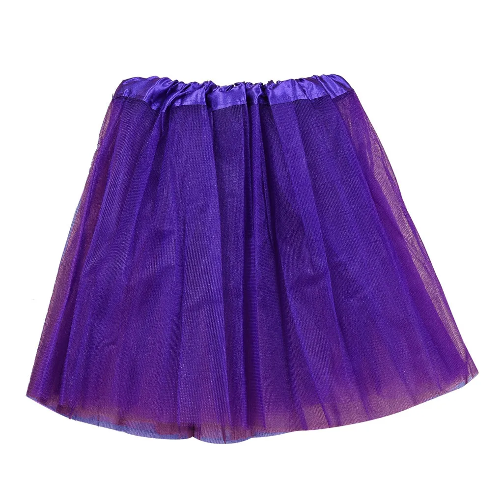 Dark Purple Детская однотонная сетчатая юбка; юбка-американка для танцев; однотонная эластичная юбка-пачка для маленьких девочек; юбка-американка; нарядный костюм для балета - Цвет: Dark Purple