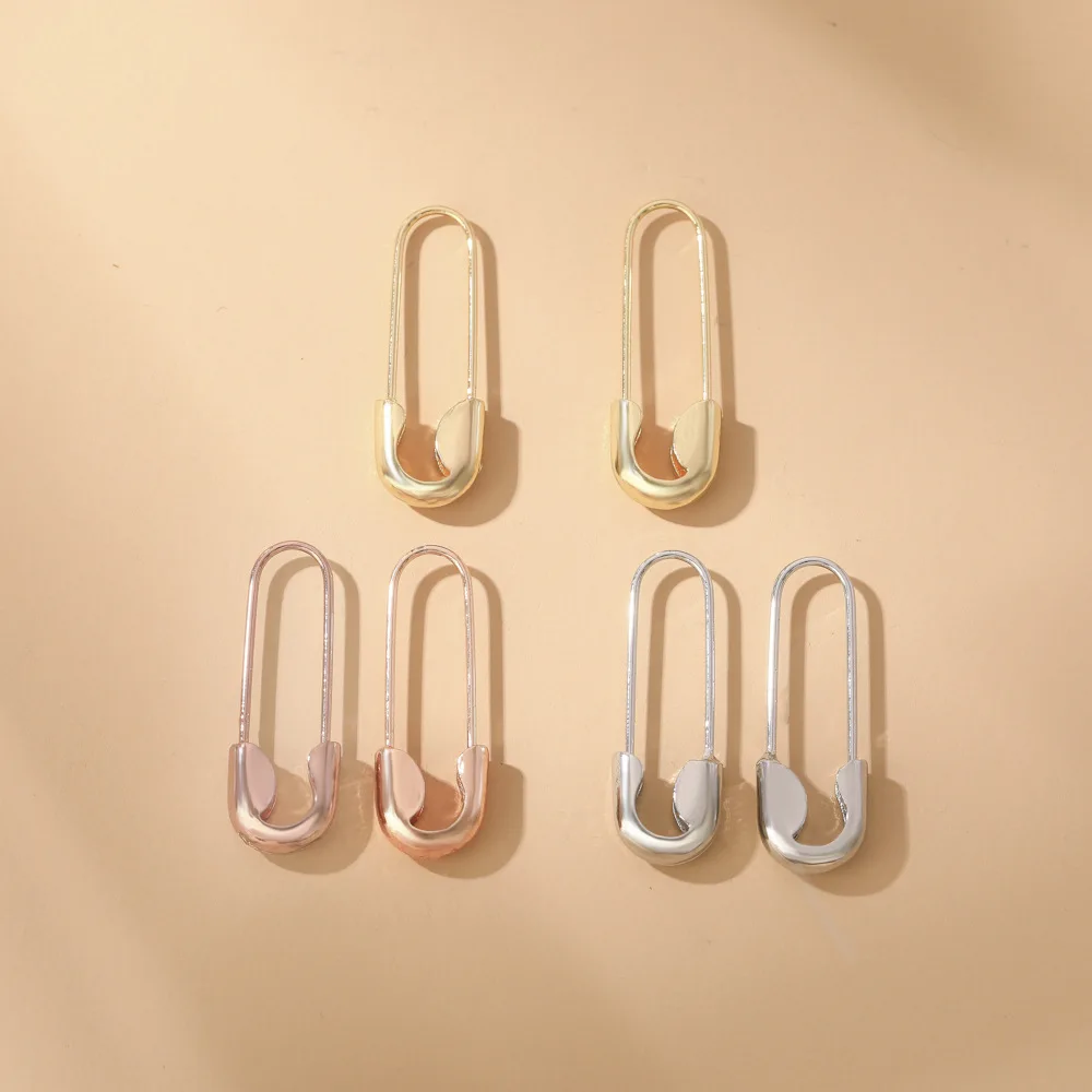 2021 Minimalist Paperclip U shape Stainless Steel Small Stud Earrings