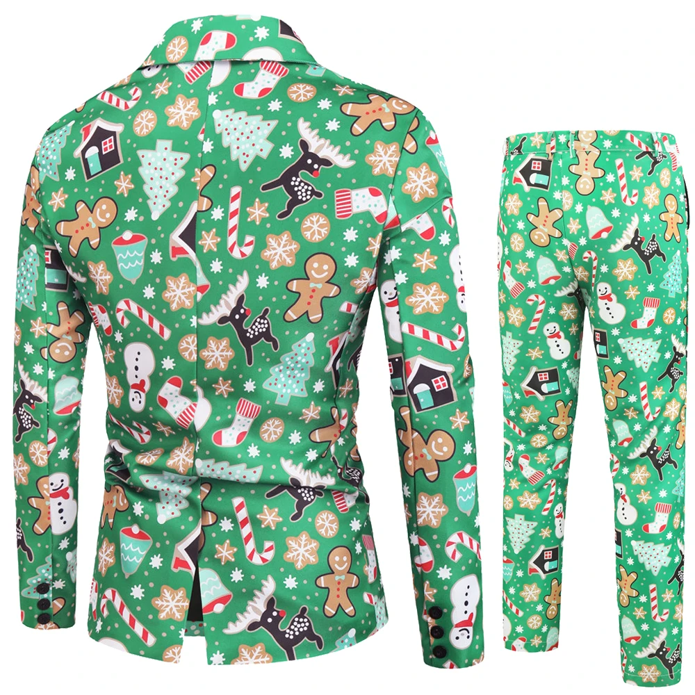 Traje ajustado con estampado navideño para hombre, el principio es 3XL traje de para hombre 2 piezas traje de fiesta de graduación