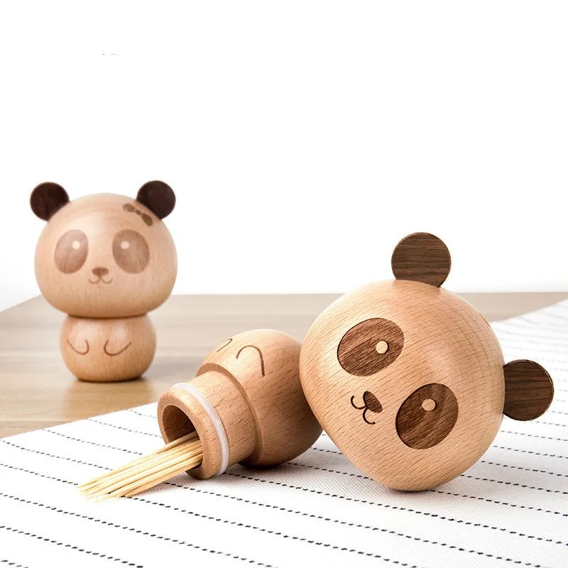 

Creative Wood Panda box Decoration Toothpick Holders Table Decoration Accessories Mini Box Hiking Portable Craft Handmade Gift