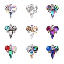 10 шт Кристалл стекло драгоценный камень с яркими стразами сплав дизайн ногтей украшения Блеск DIY 3D украшения для ногтей кулон QB064-073