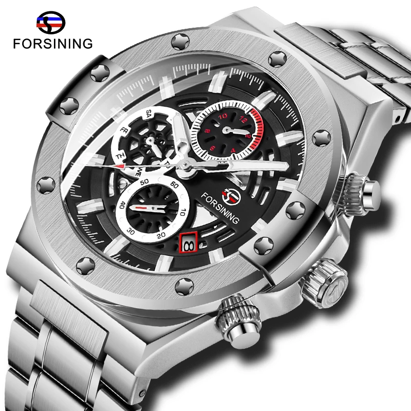 

Fashiom FORSINING Mens Automatic Watch Sport Business Mechanical Clock Luxury Week Month Display Luminous Watches Montre Homme