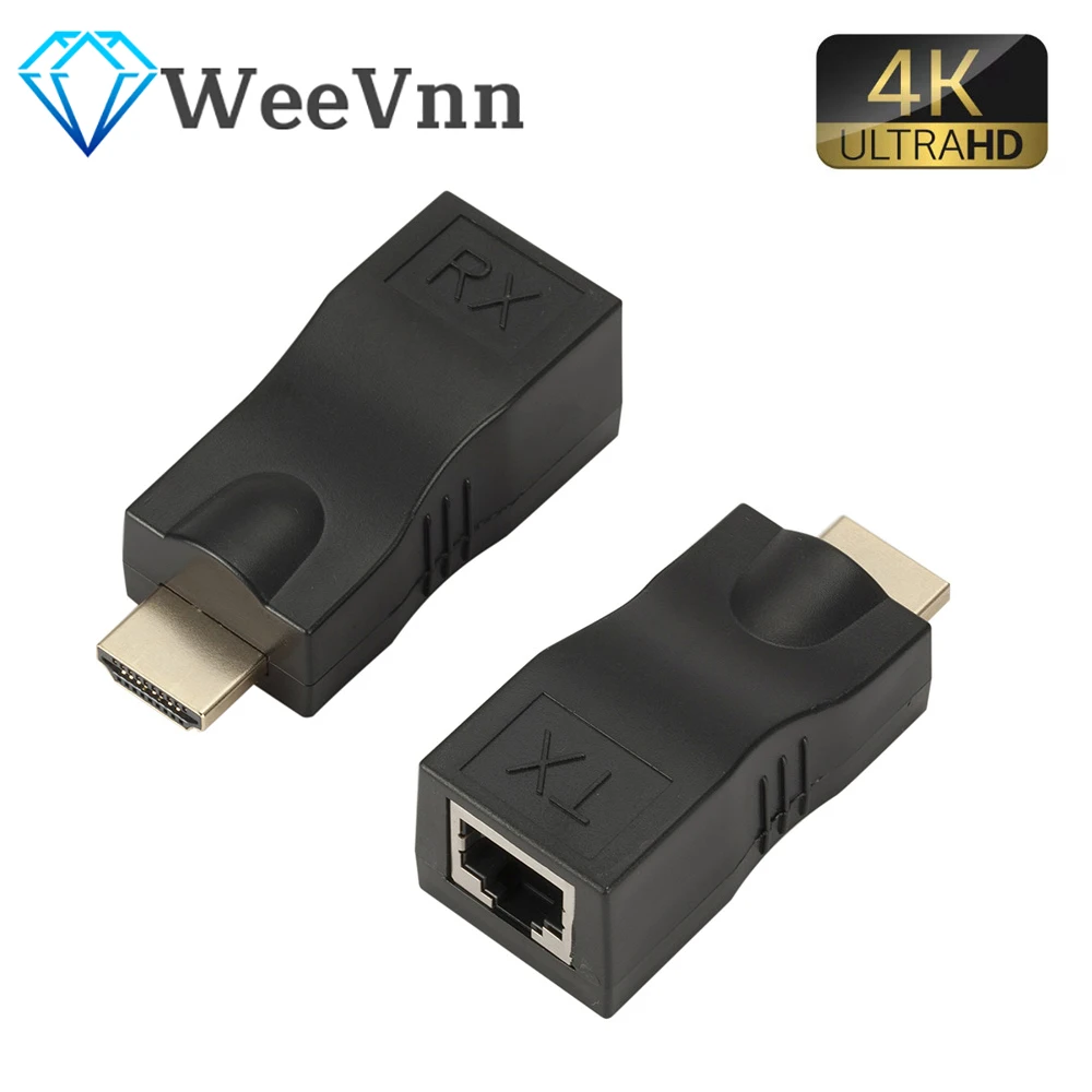 Удлинитель WeeVnn Hdmi Rj45 4K 3D HDMI 2. 0 30 м удлинитель RJ45 через Cat 5e/6 сеть LAN Ethernet к адаптер |