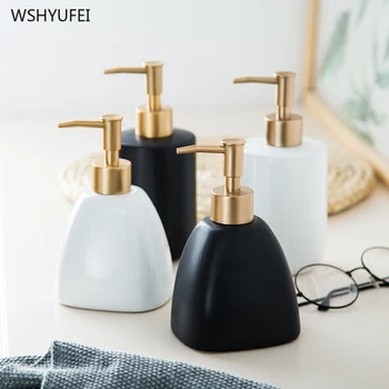 

Exquisite gold pressure pump home bathroom ware ceramic hand soap dispenser shower gel lotion bottle hotel press liquid bottle