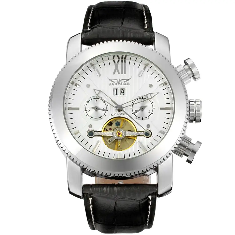 JARAGAR Tourbillon, мужские часы, натуральная кожа, наручные часы, авто-дата, механические часы, мужские часы, модные мужские часы, подарки