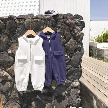 

2020 Korea Style Baby Girls Boys Hooded Overall Summer Kids Shorts 1-6 years