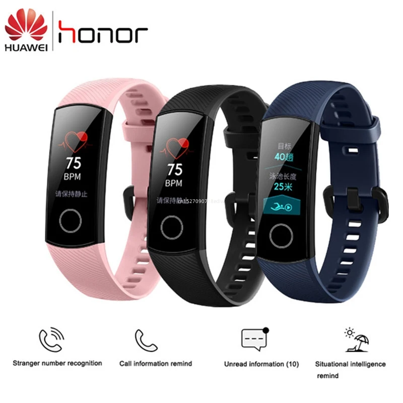 100% Original Huawei Honor Band 4 SmartBand Amoled 0.95" Colorful Touch Screen 50M Swim Heart Rate Sleep Snap Monitor Wristband