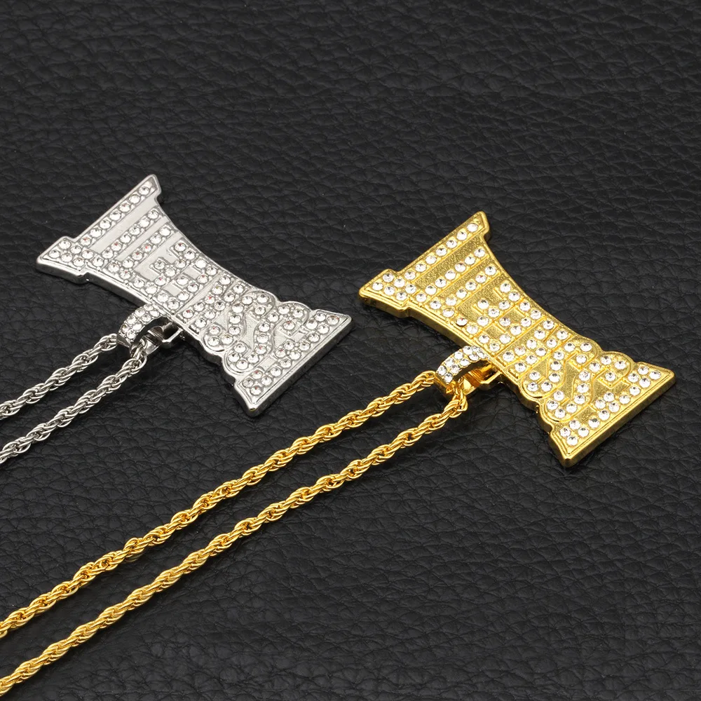 Веер Iced Out ESSKEETIT длинная цепь колье с кулоном на выбор мужские Хип Хоп рок золото Серебряное ожерелье с амулетом подарки