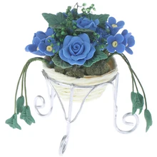 

1pc 1:12 Doll House Miniature Flowers Mini Potted Plant Flowers Pot DollHouse Decor Bonsai Model Fairy Garden Ornament