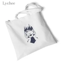 Lychee большие модные студенческие сумки Женская Холщовая Сумка с принтом персонажа Экологически чистая, для покупок Сумочка простые пляжные Наплечные сумки