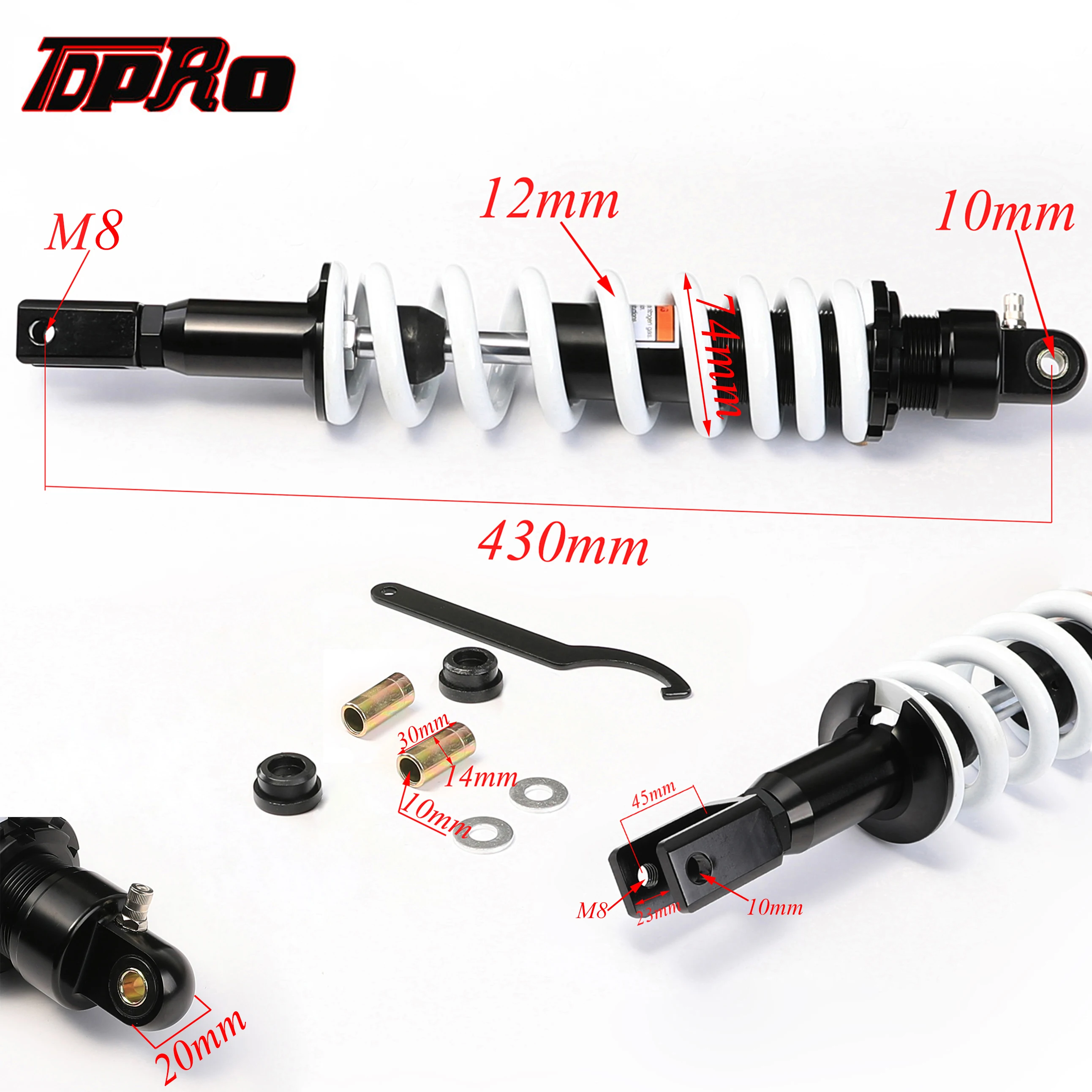 

TDPRO 430MM 17'' Rear Shock Absorber Motorcycle Damper Shocker Suspension For Harley Scooter 150cc 200cc 250cc Dirt Pit Bike ATV