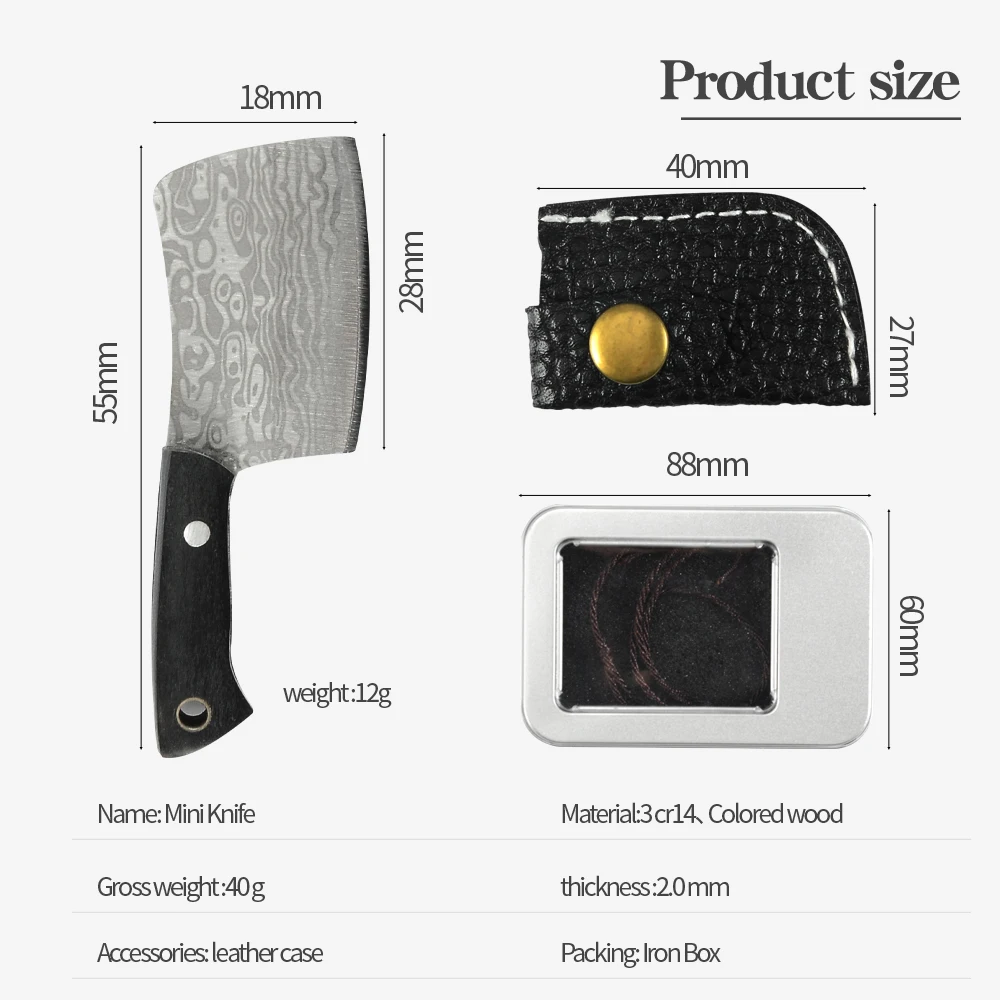 迷你型黑彩木柄激光纹砍刀 (9)