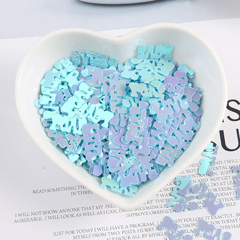 LC/Letter LOVE sequins/15 грамм блестки ПВХ плоские для DIY Изготовление карточек цветная коллекция