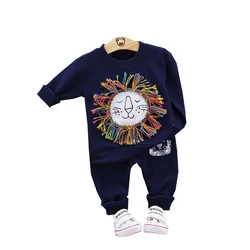 Roupas infantis de algodão, camiseta e calça de desenho animado para crianças pequenas, roupas esportivas para primavera e outono