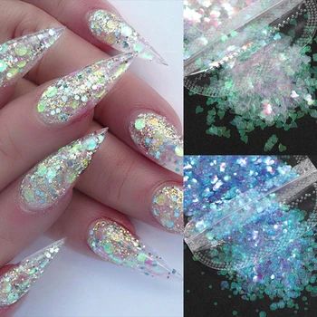 

1 Bag Holographics Translucent Nail Powder Glitter Sliver Series Nail Sequins Pigment Nail Art Flakes Decoration DIY Polish Tool