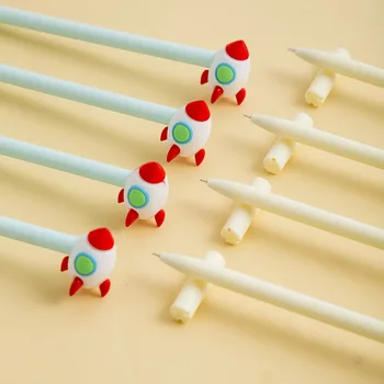 

24 pcs/Lot aircraft gel pen ballpoint 0.5mm Cartoon Rocket UFO Black color ink ball pen kids gift Office School FB695