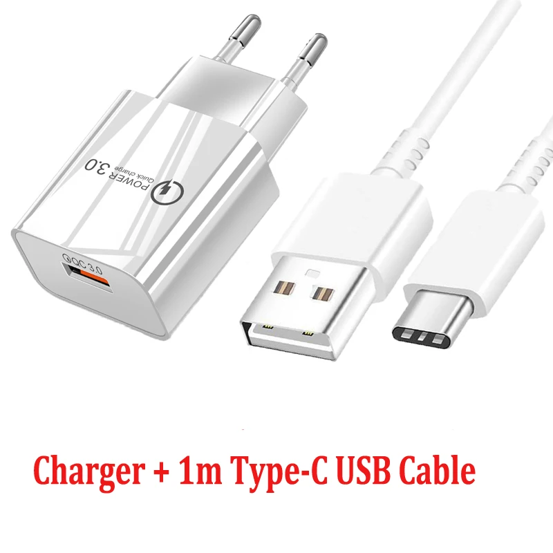 For Samsung Galaxy A52 S20 FE Note 20 Ultra Plus A51 A71 A21S QC 3.0 Mobile Phone Charger USB Fast Wall Adapter USB Type-c Cable usb triple socket Chargers