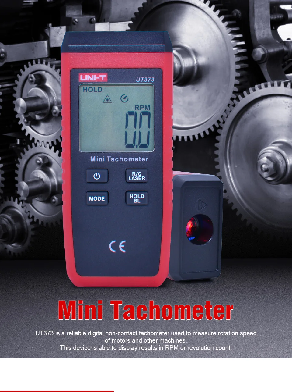 UNI-T UT373 Mini Non-Contact Laser Tachymètre Mesure Meter LCD Display KM/H 