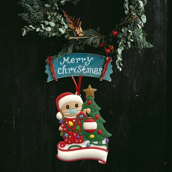 

Christmas Tree Decoration Santa Claus with Mask DIY Family Name Hanging Pendant X4YA