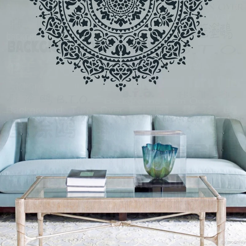 70cm - 110cm Stencil Stencils For Walls Large Paint Big Template Reusable Flooring Tile Mandala Indian Arabic Ethnic Round S052 |