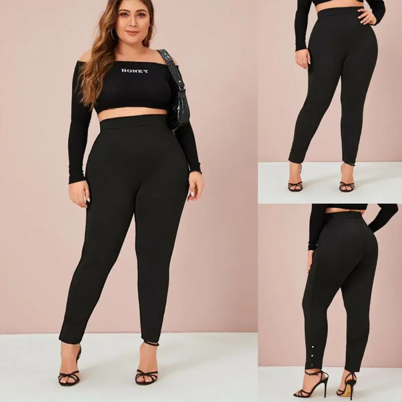 

2020 Womens Stretch Pants High Waisted Leggings Long Workout Pant Fitness Pants Plus Size Trousers Black Leggings Pantalon Femme