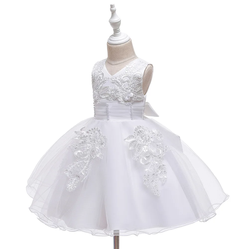 С цветочным узором для девочек Свадебная вечеринка платье на день рождения одежда для малышей платье принцессы для большой бант, кружевное платье с юбкой-пачкой, vestidos, Рождественский наряд для детей возрастом 1-6-8 лет