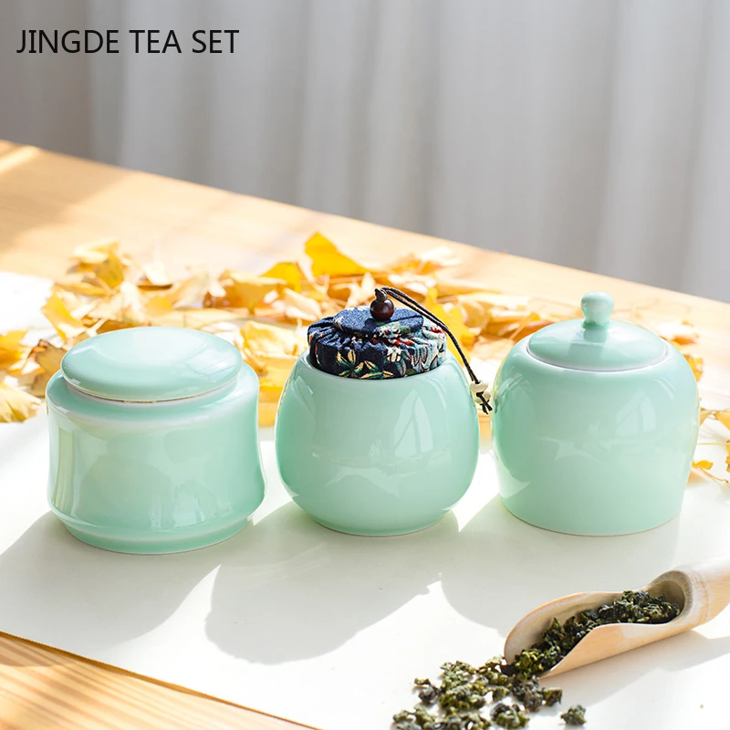 Chinese Colorful Ceramics Tea Caddy Tieguanyin Containers Travel Tea Bag Sealed Tea Jar Spice Coffee Powder Caniste Storage Tank