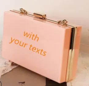 pink w texts Персонализированная Сумочка-клатч для невесты, свадебная акриловая сумка через плечо, подарочная сумочка для подружки невесты, вечерняя сумочка-клатч - Цвет: pink w texts