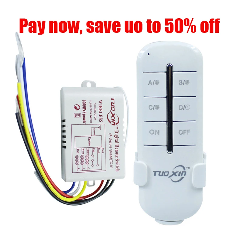 1 2 3 4 Ways LED Ceiling Panel Lamps Bulbs Digital RF Remote Controller Switch Receiver 220V Wirele - 32919461647