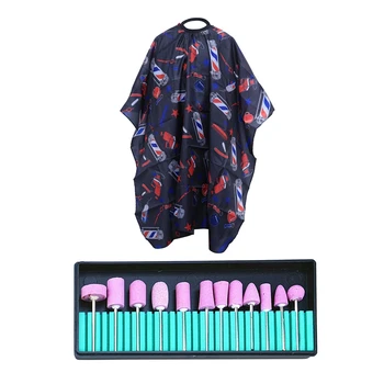 

1 Pcs Waterproof Lightweight Apron Haircut Cloth Dress & 12 Pcs Ceramic Electric Machine Drill Bits Buffer Head