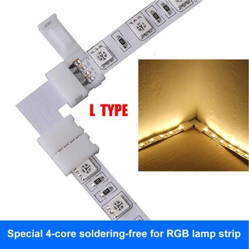 

4 Pin Waterproof Easy Install Light Strip Connector Kit 2 Way Splitter Cable Extension RGB LED Home Soldering Free Gapless