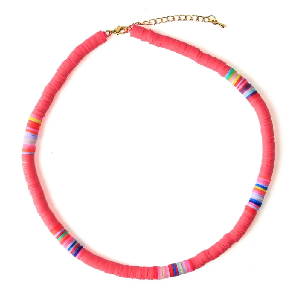

KELITCH Fashion Women Strand Necklaces Handmade Rubber Beaded Short Necklaces Choker For Festival Gifts Bijoux