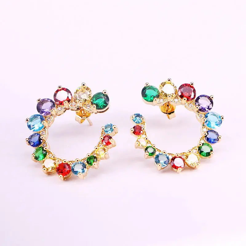 4 пары радужные Кристальные циркониевые серьги гвоздики модные ювелирные