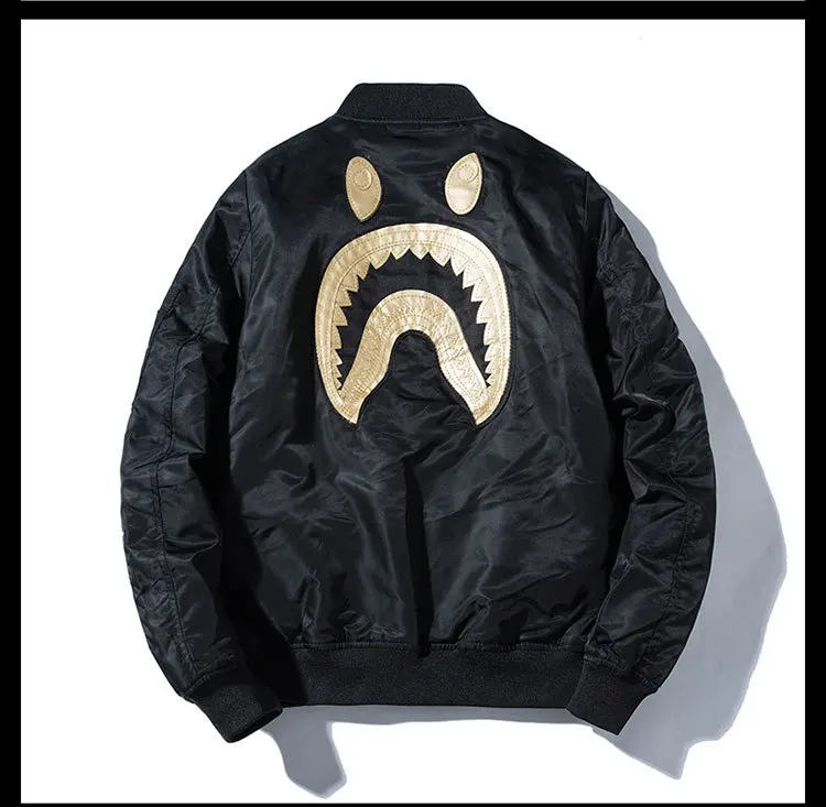 Популярный бренд обезьяна голова Акула куртка мужская BAPE осень и зима плюс хлопок пальто пилота вышитые