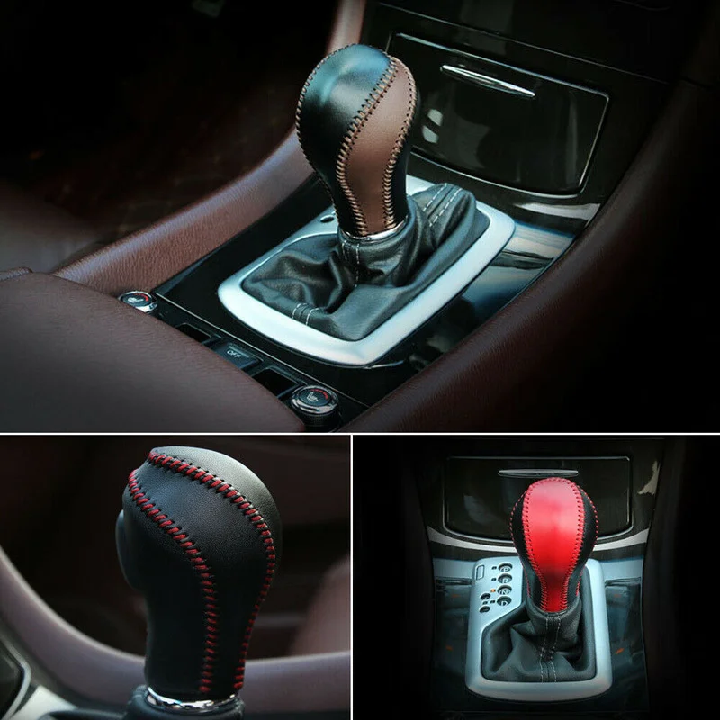 

Leather Car Gear Shift Knob Cover Car Sewing Gear Shift Collar Waterproof Interior Parts For Infiniti QX50 QX70 QX80 FX35 G37 EX