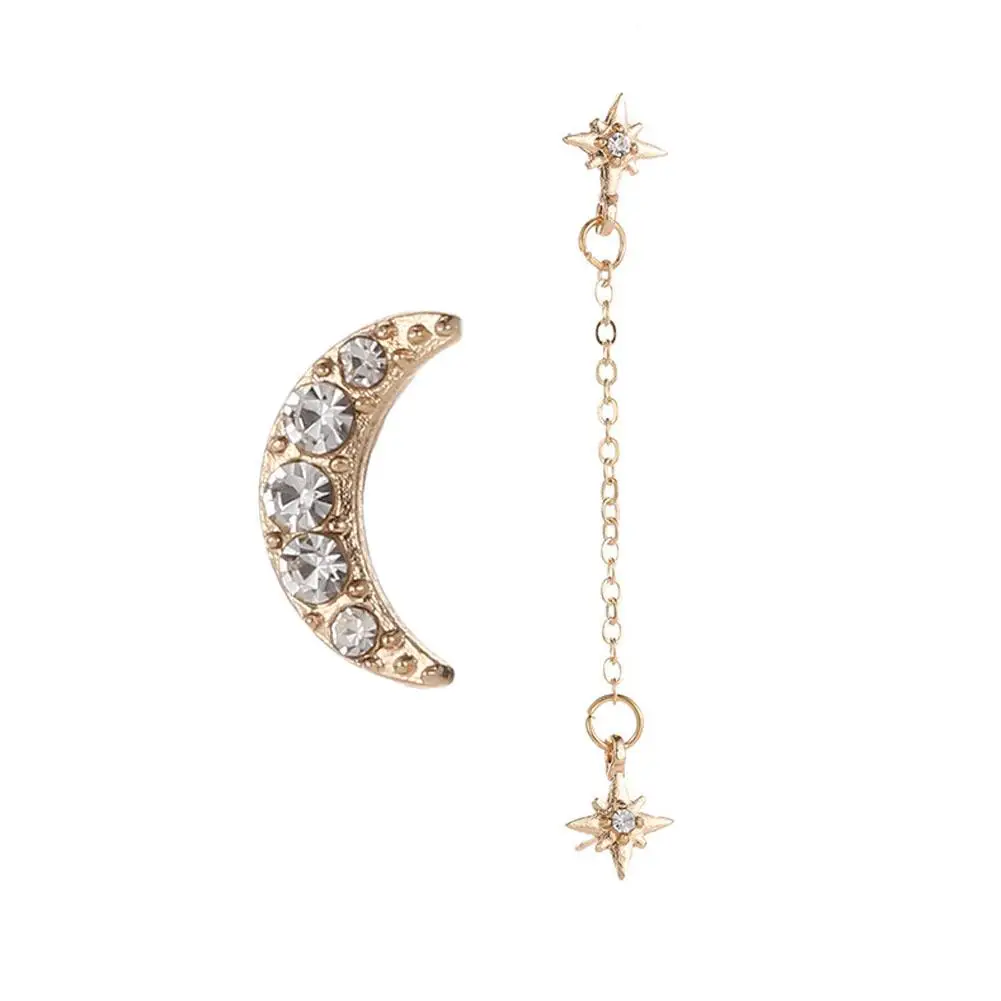 2 шт./компл. серьги-гвоздики для женщин горный хрусталь луна звезда цепочка 3