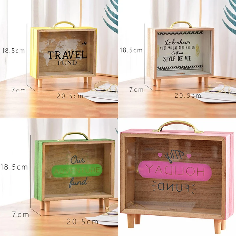 1PC Wooden Money Bank Money Boxes Piggy Banks Home Decor Gift Kids Boxes Storage Box