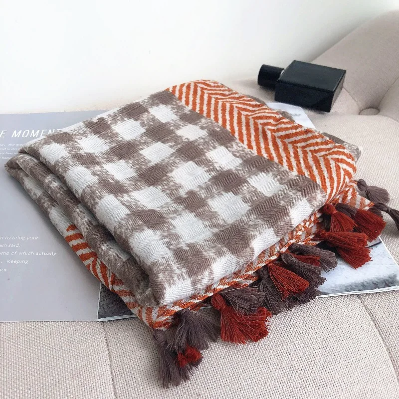 2 Новая мода сетки хиджаб шарф плед хороший кисточкой дизайн мягкие женские шарфы и шали геометрические мусульманские хиджабы - Цвет: 2