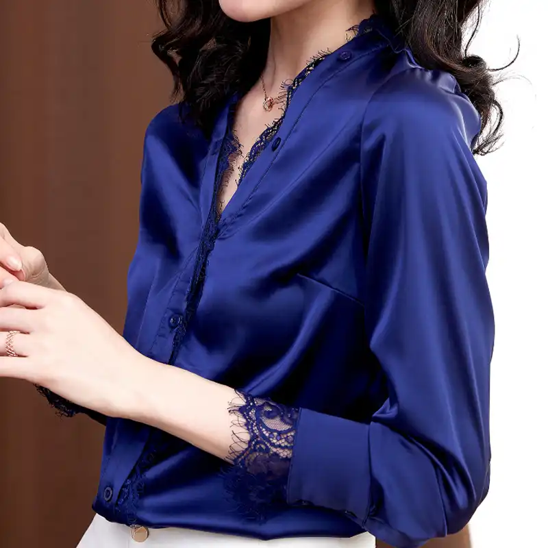 v neck satin blouse