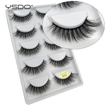 

YSDO 5 pairs mink lashes natural long false eyelashes makeup full strip lashes hand made 3d mink eyelashes dramatic eyelashes