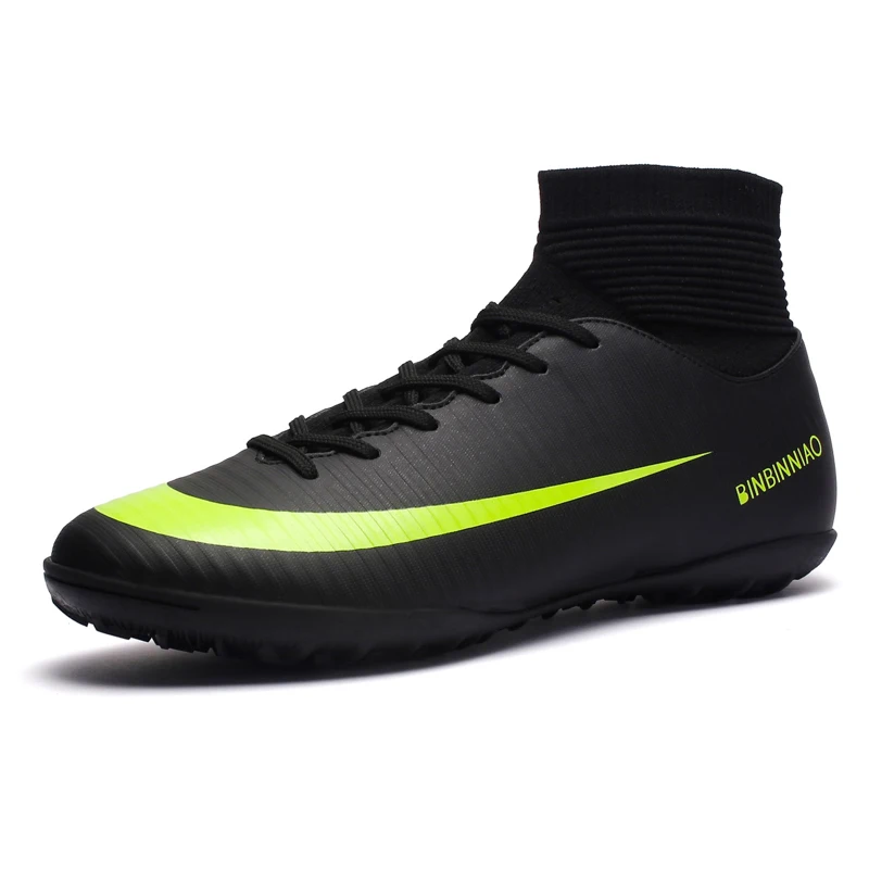Мужские сникерсы высокие кроссовки для беговой дорожки профессиональные кроссовки дизайн высокие длинные шипы футбольная обувь Chuteira Futebol