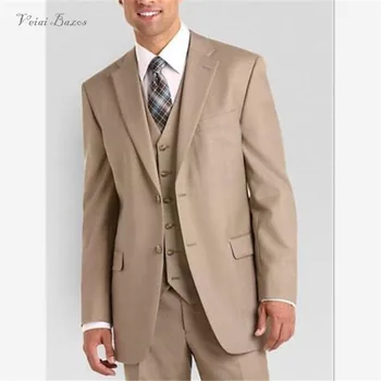 

New Classic Men’s Suit Smolking Noivo Terno Slim Fit Easculino Evening Suits For Men Two Buttons khaki Groom Tuxedos notched