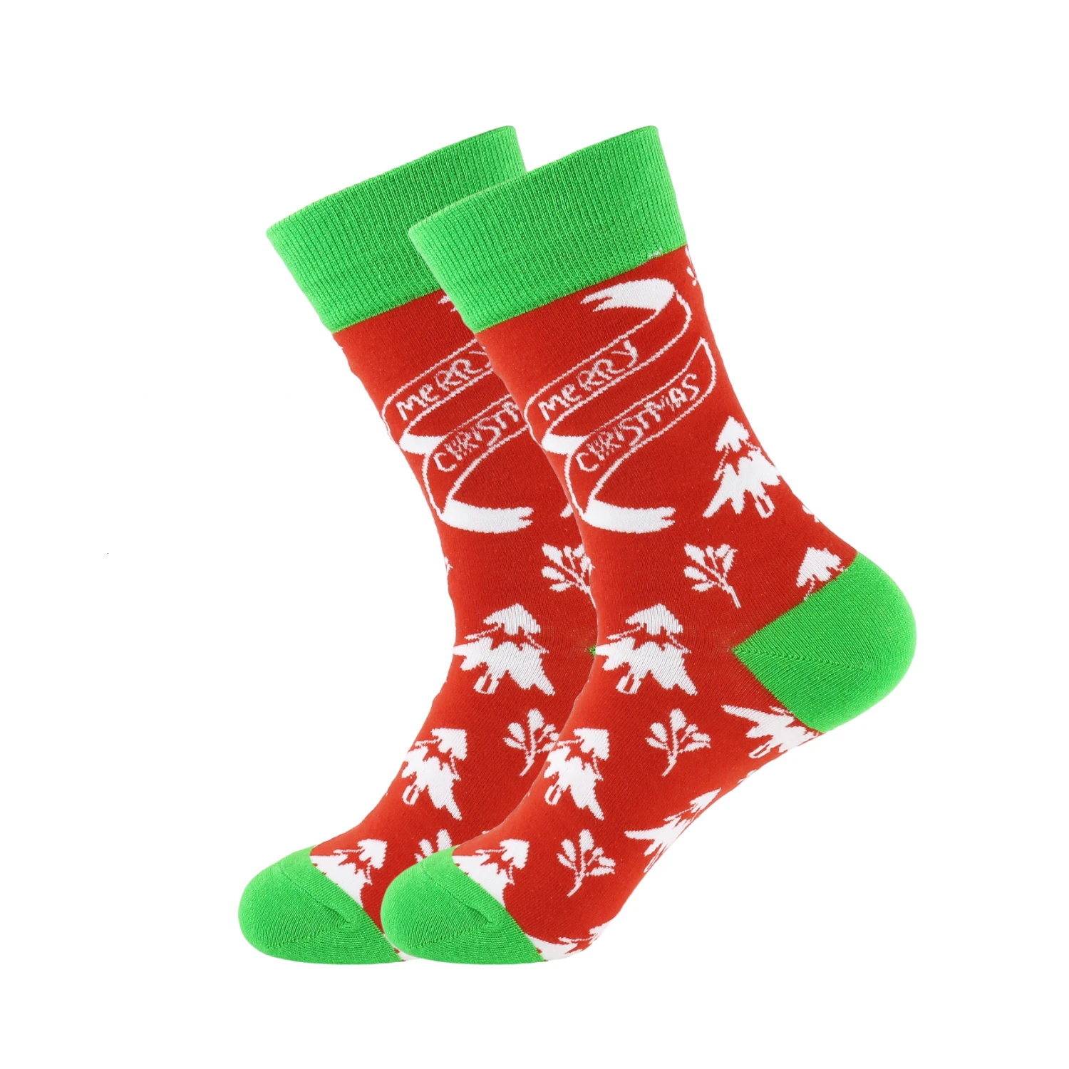 Рождественские носки с изображением снежного лося, подарок, хлопковые носки с принтом «PEONFLY», новинка года, осенне-зимние рождественские носки для мужчин, Веселый новогодний Санта-Клаус - Цвет: 22