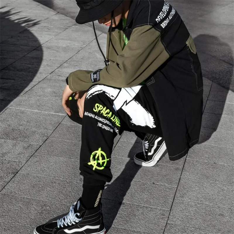 HEYGUYS New Male Loose Harem Pants Jogger Trousers Sweatpants Patchwork Colour Hip Hop Streetwear Harem Joggers Pants M XXL
