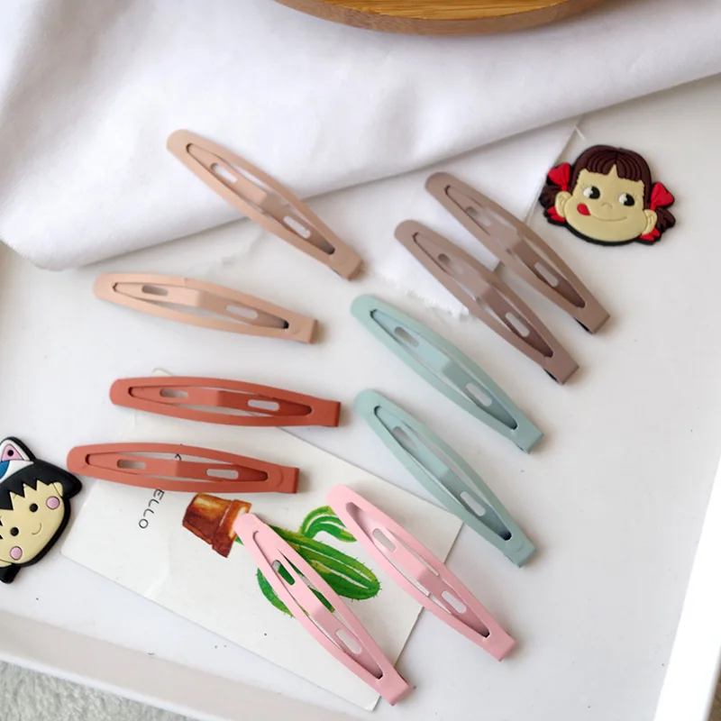 black hair clips 10 Pcs/set Korean Simple Colorful Metal Paint Frosted BB Clip Headwear Sweet Fashion Girl Women's Hairpins Hair Accessories big hair clips