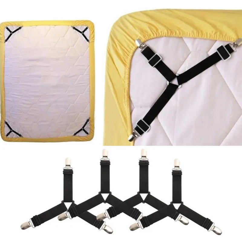 Triangle Bed Sheet Mattress Clip Suspender Straps Fastener Gripper Corner Holder 